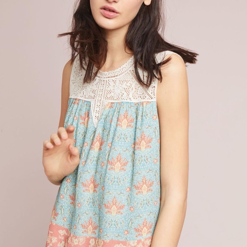 Anthropologie Maeve Eleanor Lace Bodice Blouse Sz S